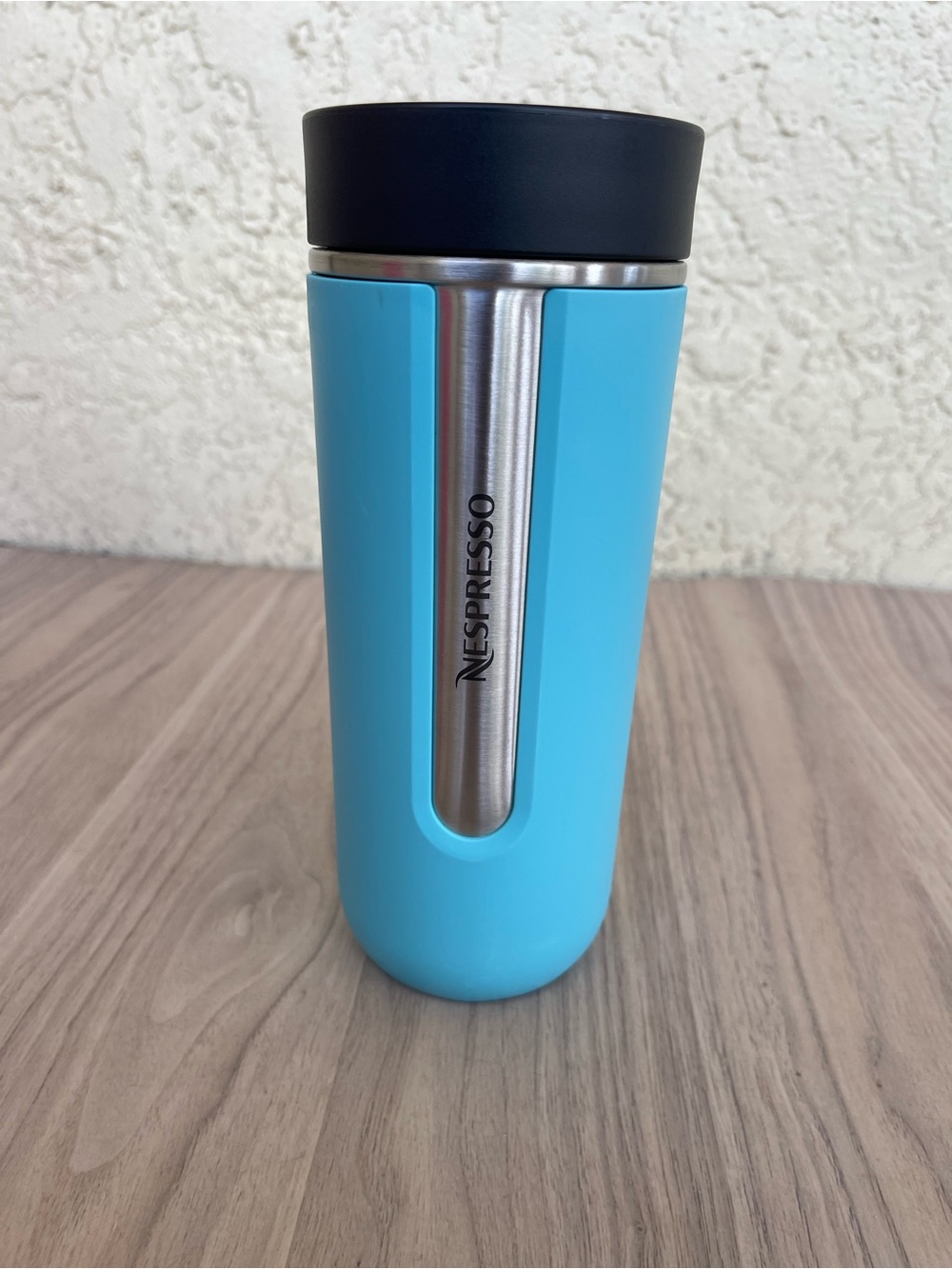 Nespresso Travel Mug in Light Blue with Black Lid